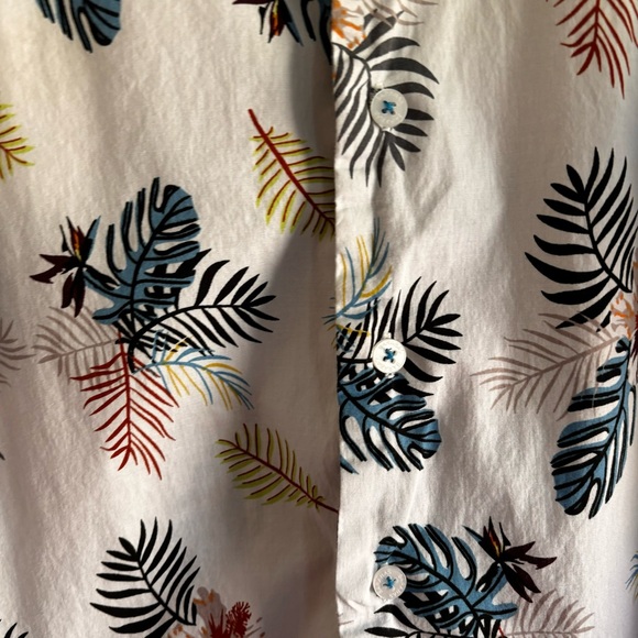 Barabas Shirt Mens Medium White with Leaf Pattern Button Down Long Sleeve - Picture 4 of 9